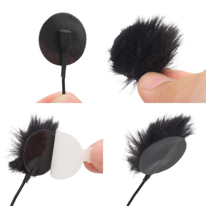 Black URSA Fur Circle fitted over a lavalier microphone