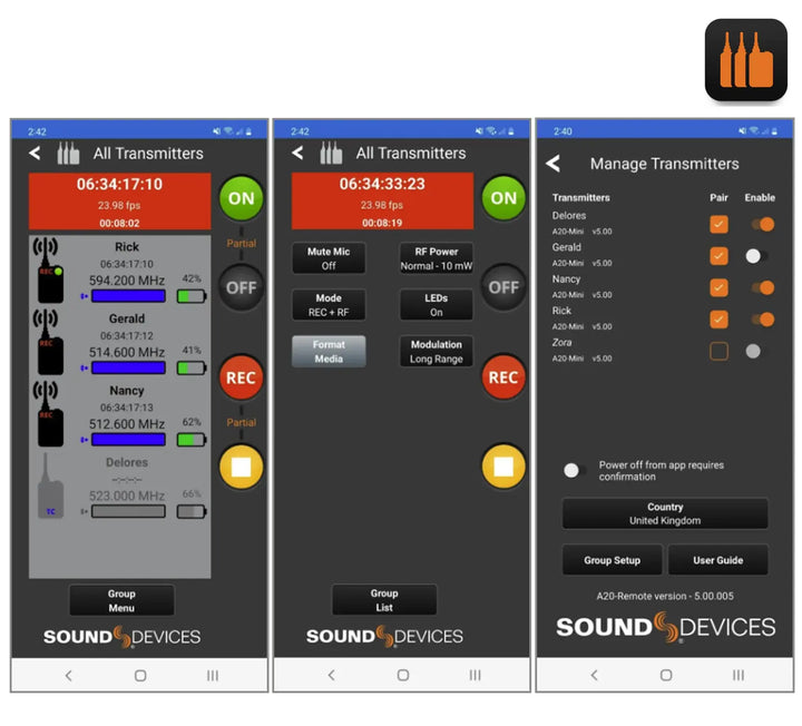 Sound Devices A20-Mini with A20-Remote app