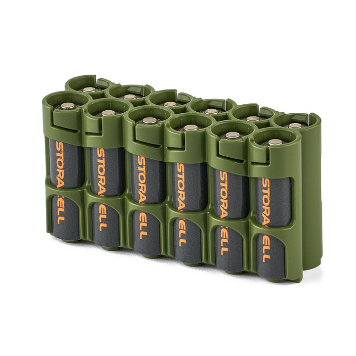 Storacell AA 12 Pack Battery Caddy - Military Green
