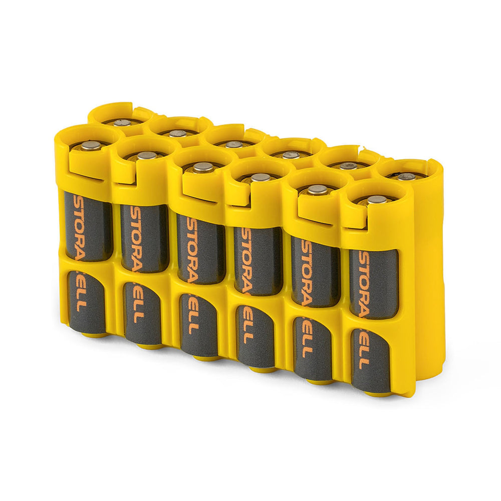 Storacell AA 12 Pack Battery Caddy - Yellow