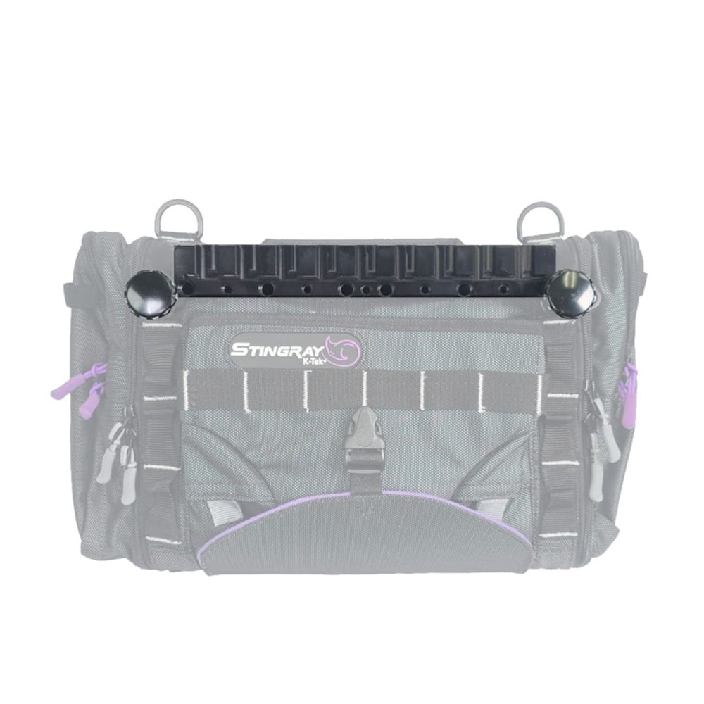 K-Tek KSBB1 Barnacle Bar mounted on a Stingray mixer bag via the integrated antenna attachments
