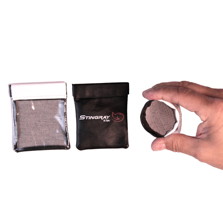 K-Tek Stingray Lav Pouch KSLP1 — front, back and size shown in hand