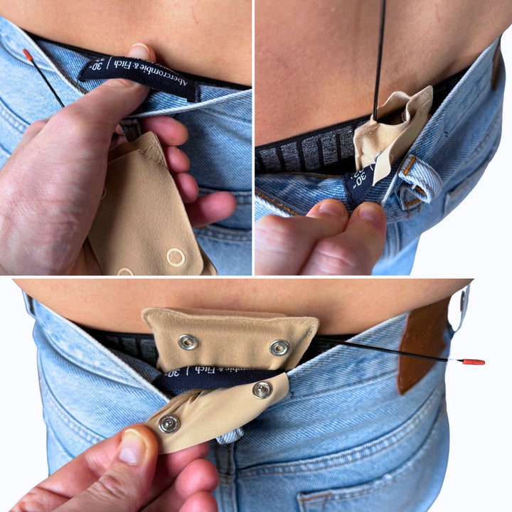 Popper Pouch hanging loop rigging a transmitter at the small of the back