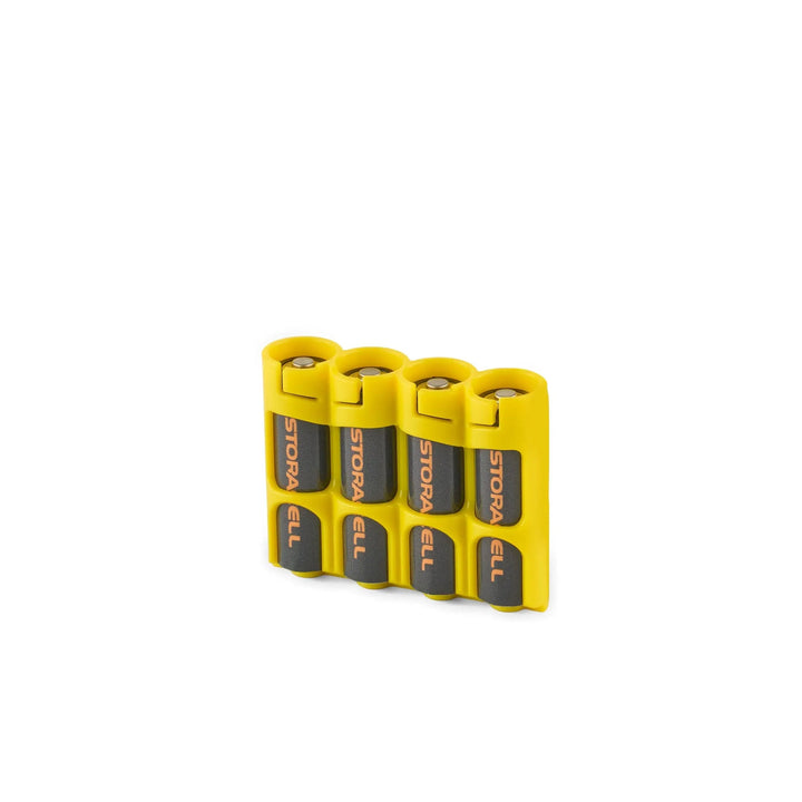 Storacell SlimLine AA 4 Pack Battery Caddy - Yellow