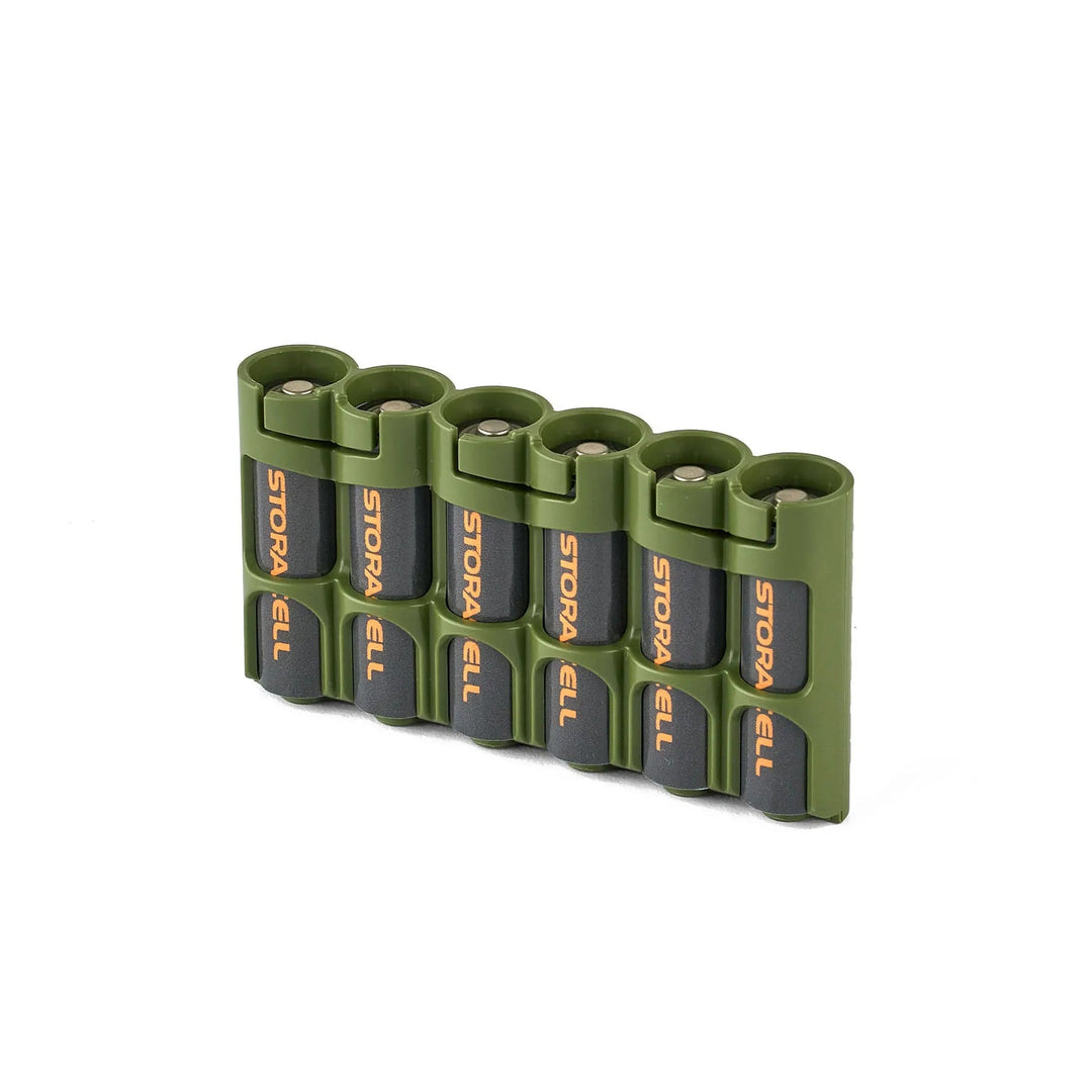 Storacell SlimLine AA 6 Pack Battery Caddy - Military Green