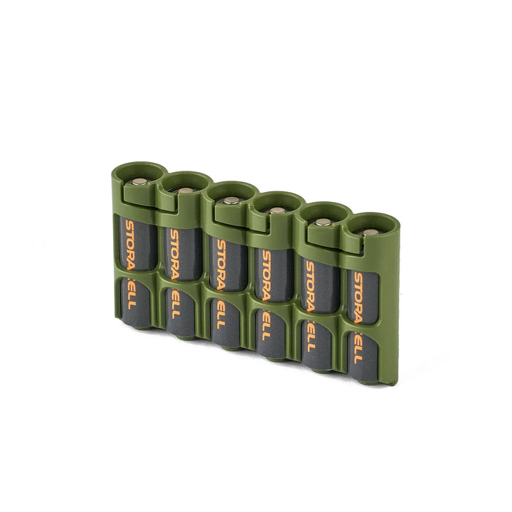 Storacell SlimLine AA 6 Pack Battery Caddy - Military Green