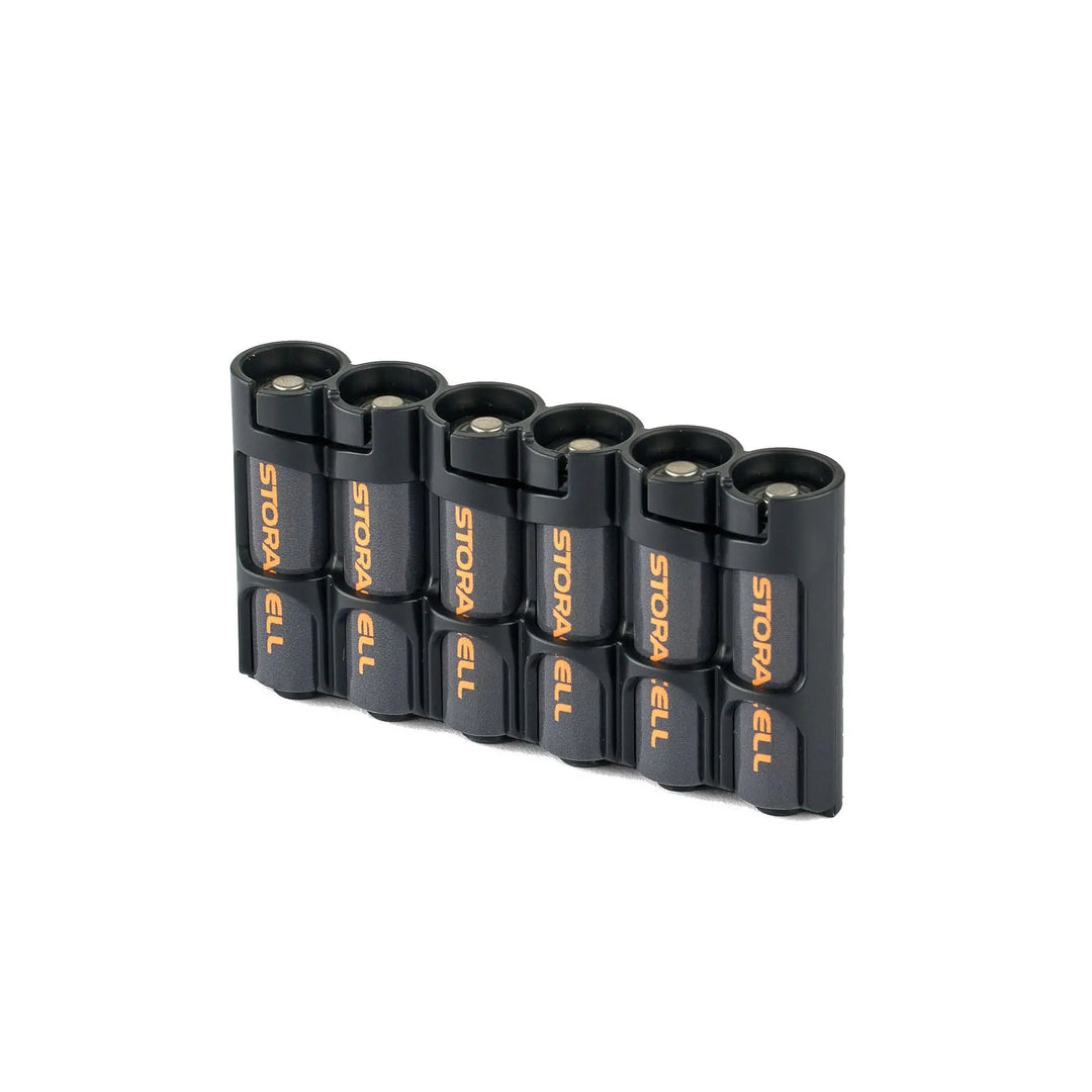 Storacell SlimLine AA 6 Pack Battery Caddy - Tuxedo Black