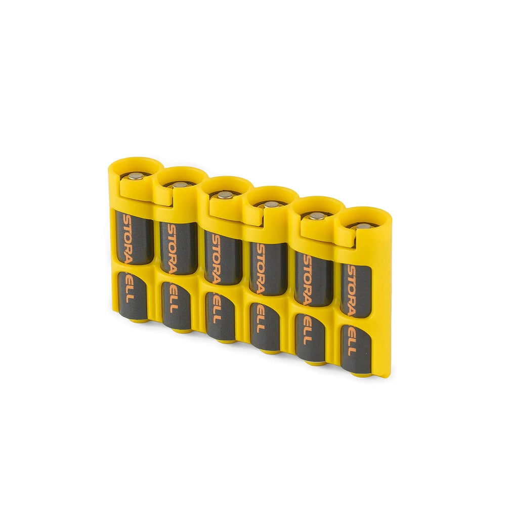 Storacell SlimLine AA 6 Pack Battery Caddy - Yellow