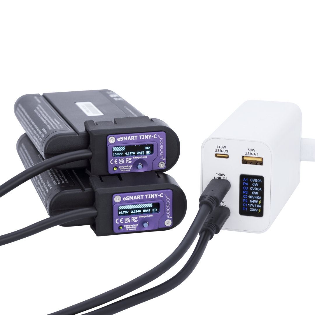 AUDIOROOT eSMART TINY-C connected to an eSMART battery