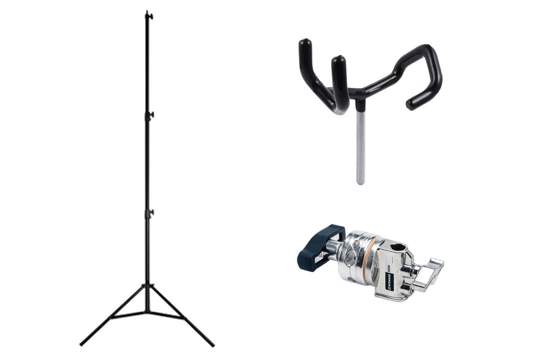 Boom stand kit rental: SWIT QH-J288C light stand, Avenger D200 grip head and boom pole holder