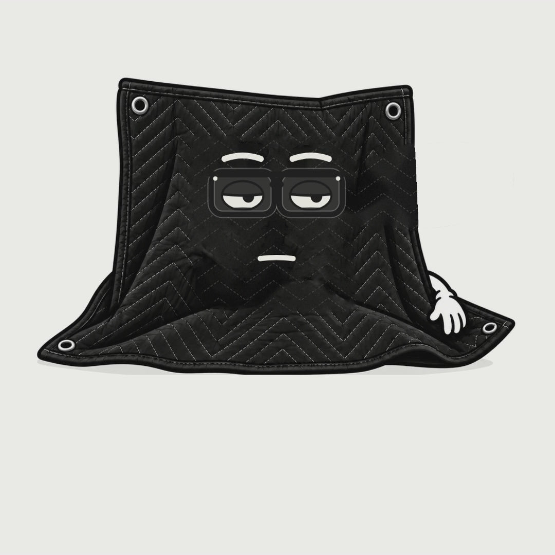 Sound Blanky animation: the blanket mascot hears the AD call quiet on set and says shhhhhh