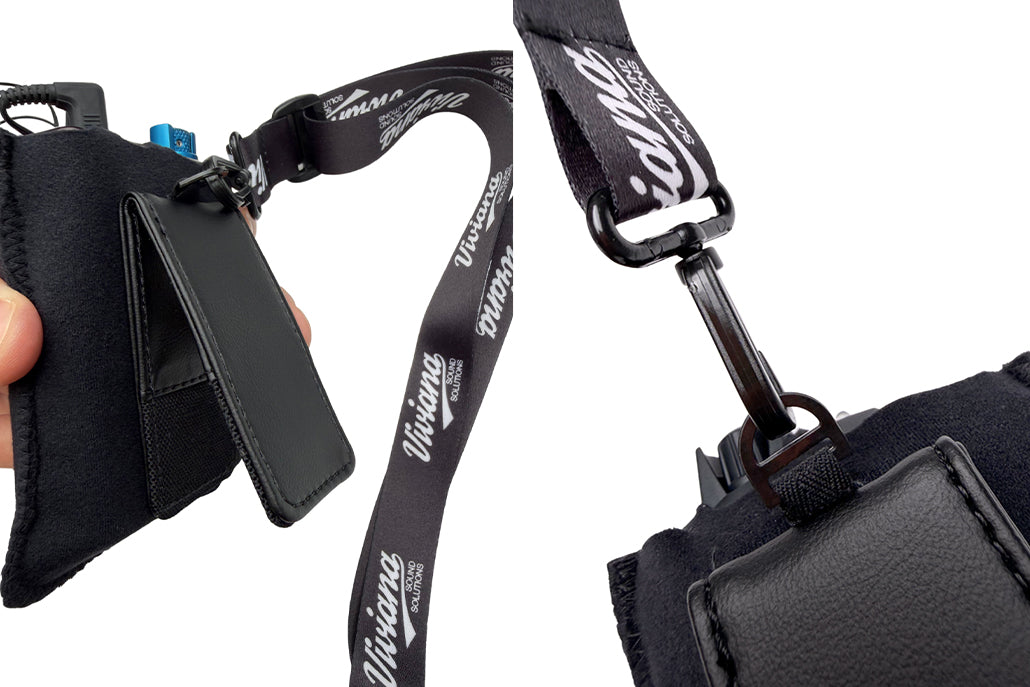Close-up of the D-ring and snap hook connecting the Viviana shoulder strap to the magnetic pouch