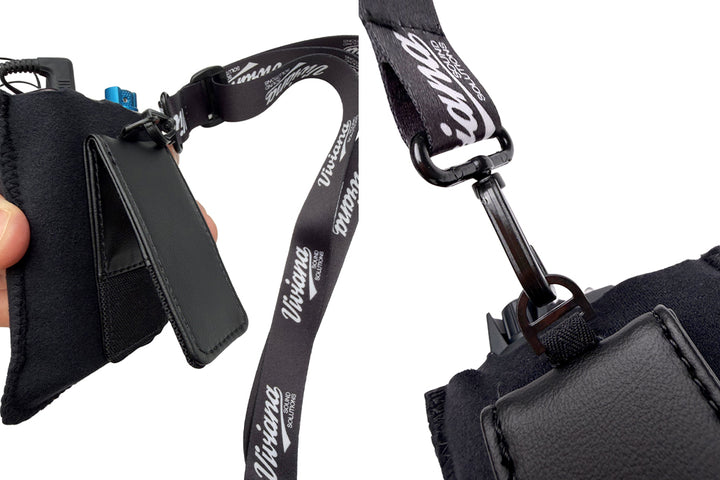 Close-up of the D-ring and snap hook connecting the Viviana shoulder strap to the magnetic pouch